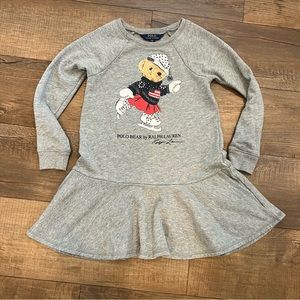 Polo Ralph Lauren Grey Sweatshirt Dress Ice Skating Bear Size Small (7)